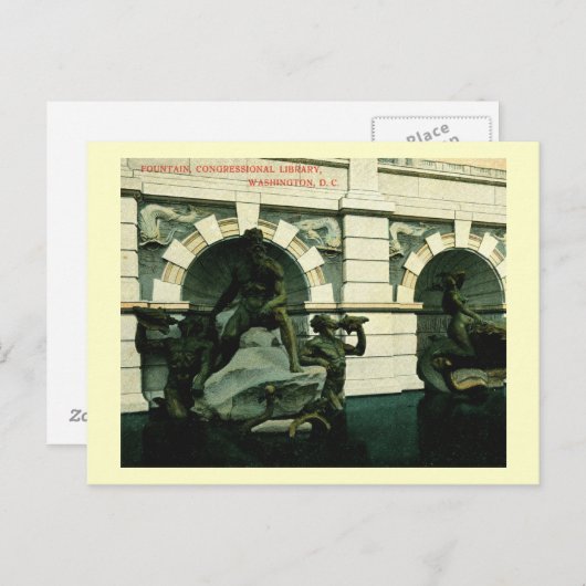 Fountain, Library of Congress, Washington DC ポストカード (正面/裏面)