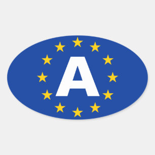 FOURオーストリア「A」欧州連合(EU)国旗 楕円形シール