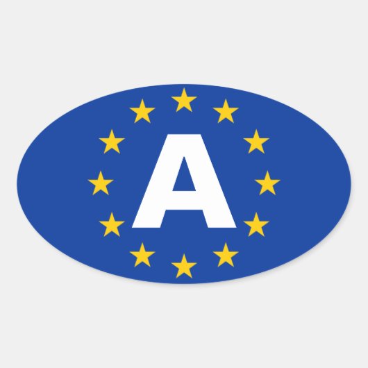 FOURオーストリア「A」欧州連合(EU)国旗 楕円形シール (正面)