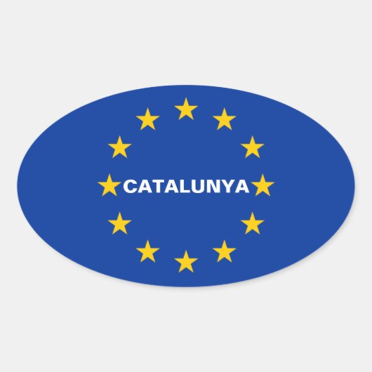 FOURカタロニア「カタルーニャ」欧州連合(EU)国旗 楕円形シール (正面)