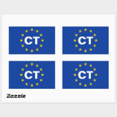 FOURカタロニア「CT」欧州連合(EU)国旗 長方形シール (シート)