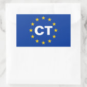 FOURカタロニア「CT」欧州連合(EU)国旗 長方形シール (バッグ)