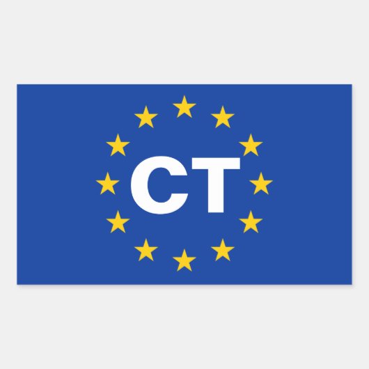 FOURカタロニア「CT」欧州連合(EU)国旗 長方形シール (正面)