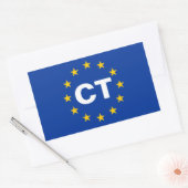 FOURカタロニア「CT」欧州連合(EU)国旗 長方形シール (封筒)