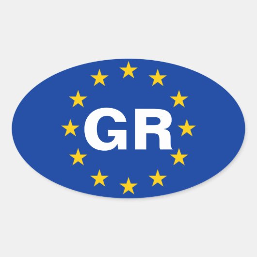 FOURギリシャ「GR」欧州連合国旗 楕円形シール (正面)