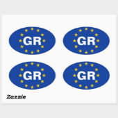 FOURギリシャ「GR」欧州連合国旗 楕円形シール (シート)
