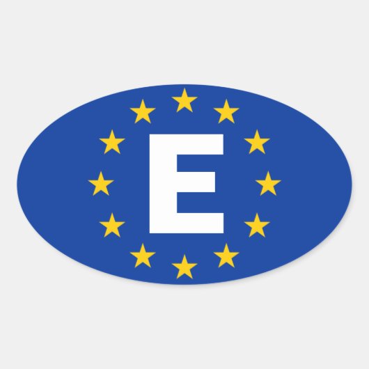 FOURスペイン"E"欧州連合(EU)国旗 楕円形シール (正面)