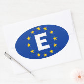FOURスペイン"E"欧州連合(EU)国旗 楕円形シール (封筒)