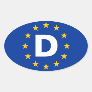 FOURドイツ"D"欧州連合(EU)国旗 楕円形シール