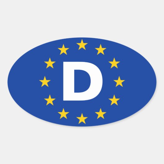 FOURドイツ"D"欧州連合(EU)国旗 楕円形シール (正面)