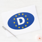 FOURドイツ"D"欧州連合(EU)国旗 楕円形シール (封筒)