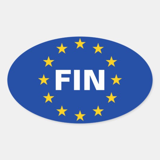 FOURフィンランド"FIN"欧州連合(EU)国旗 楕円形シール (正面)