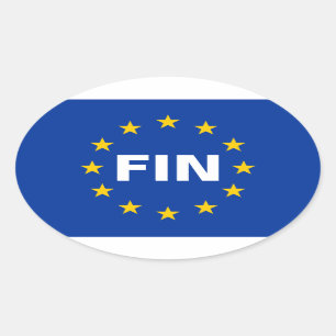 FOURフィンランド"FIN"欧州連合(EU)国旗 楕円形シール