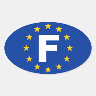 FOURフランス"F"欧州連合(EU)国旗 楕円形シール
