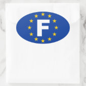 FOURフランス"F"欧州連合(EU)国旗 楕円形シール (バッグ)