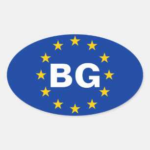 FOURブルガリア「BG」欧州連合国旗 楕円形シール