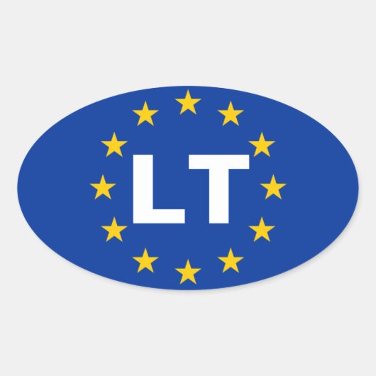 FOURリトアニア「LT」欧州連合(EU)国旗 楕円形シール (正面)