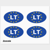 FOURリトアニア「LT」欧州連合(EU)国旗 楕円形シール (シート)