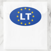 FOURリトアニア「LT」欧州連合(EU)国旗 楕円形シール (バッグ)