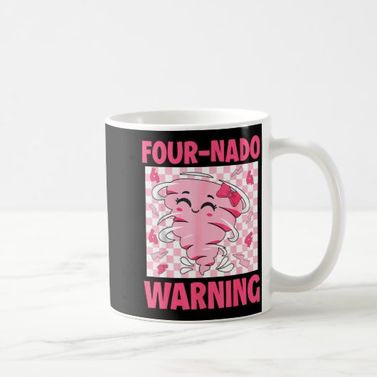 Four 4 Nado Warning Nk Tornado Themed Birthday Gir コーヒーマグカップ (右)