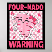 Four 4 Nado Warning Nk Tornado Themed Birthday Gir ポスター (正面)