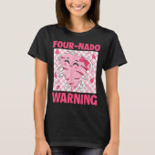 Four 4 Nado Warning Nk Tornado Themed Birthday Gir Tシャツ (正面)