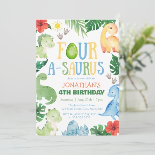 Four A-Saurus Dino 4th Birthday 招待状 (スタンド正面)