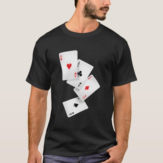 Four Aces Poker Pro Lucky Player Winner Hand Tシャツ (正面)