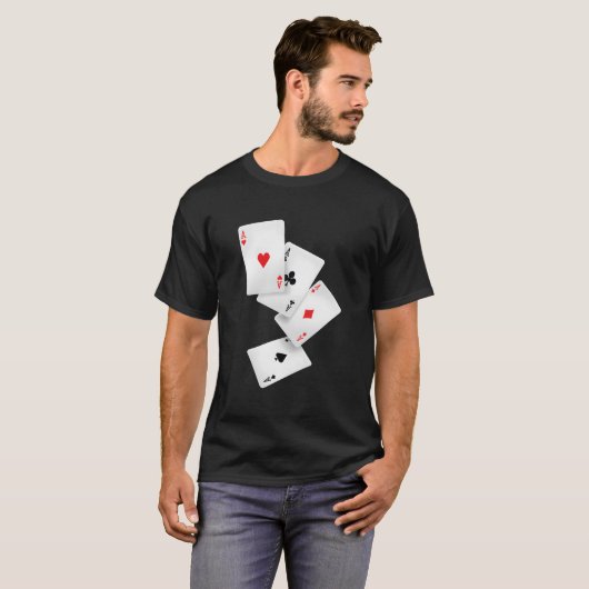 Four Aces Poker Pro Lucky Player Winner Hand Tシャツ (正面フル)