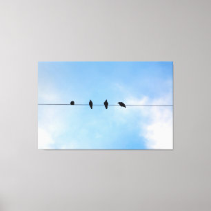 Four Birds on a Wire (photography by me) キャンバスプリント