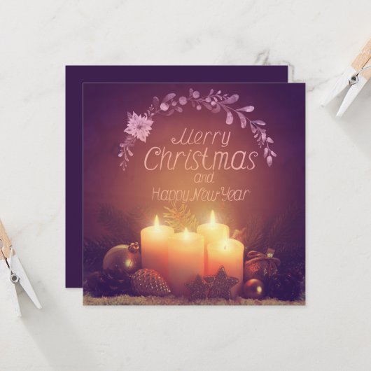 Four burning Advent candles and decoration. カード (正面/裏面インサイチュ)