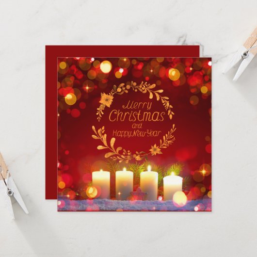 Four burning Advent candles and decoration. カード (正面/裏面インサイチュ)