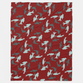 Four Calling Birds Retro Mid-Century Cut-Out 5 フリースブランケット