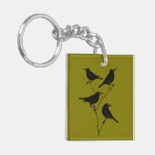 Four Calling Birds Retro Mid-Century Cut-Out 6 キーホルダー (正面左)