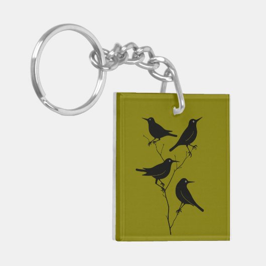 Four Calling Birds Retro Mid-Century Cut-Out 6 キーホルダー (正面左)