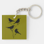 Four Calling Birds Retro Mid-Century Cut-Out 6 キーホルダー (裏面)