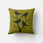 Four Calling Birds Retro Mid-Century Cut-Out 7 クッション (裏面)