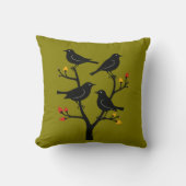 Four Calling Birds Retro Mid-Century Cut-Out 7 クッション (正面)