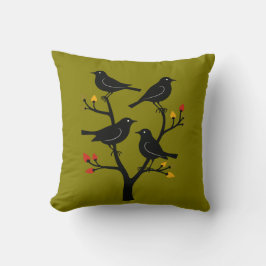 Four Calling Birds Retro Mid-Century Cut-Out 7 クッション