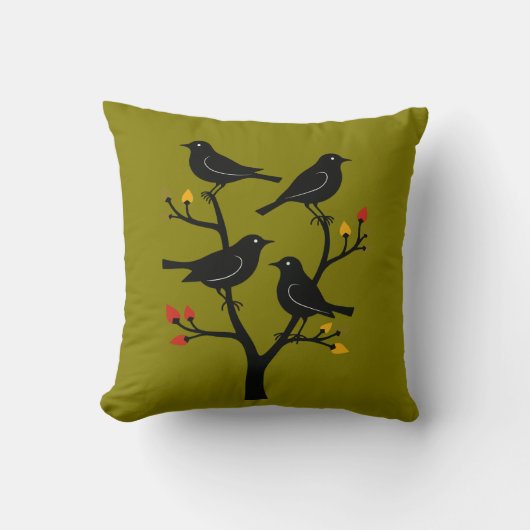 Four Calling Birds Retro Mid-Century Cut-Out 7 クッション (正面)