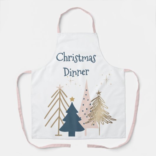 Four Christmas Trees in Green & Gold Named エプロン (正面)