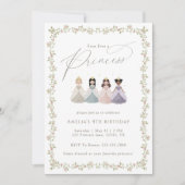 Four Ever a Princess Girls 4th Birthday Party  招待状 (正面)