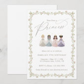 Four Ever a Princess Girls 4th Birthday Party  招待状 (正面/裏面)