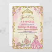 Four Ever A Princess Pink Girl 4th Birthday Party 招待状 (正面/裏面)