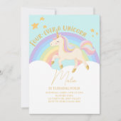 Four-Ever a Unicorn 4th Birthday Invitation – Past 招待状 (正面)