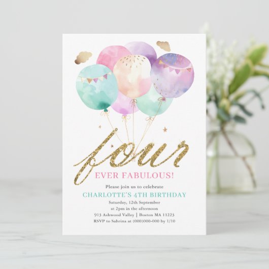 Four Ever Fabulous Balloon 4th Birthday 招待状 (スタンド正面)