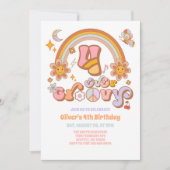 Four Ever Groovy Retro 4th Birthday Invitation 招待状 (正面)