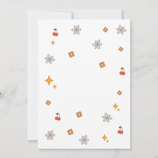 Four Ever Groovy Retro 4th Birthday Invitation 招待状 (裏面)