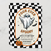 Four Ever is Spooky Ghosts Bats Halloween Party  招待状 (正面/裏面)