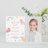 Four Ever Magic Unicorn 4th Birthday Photo 招待状 (スタンド正面)